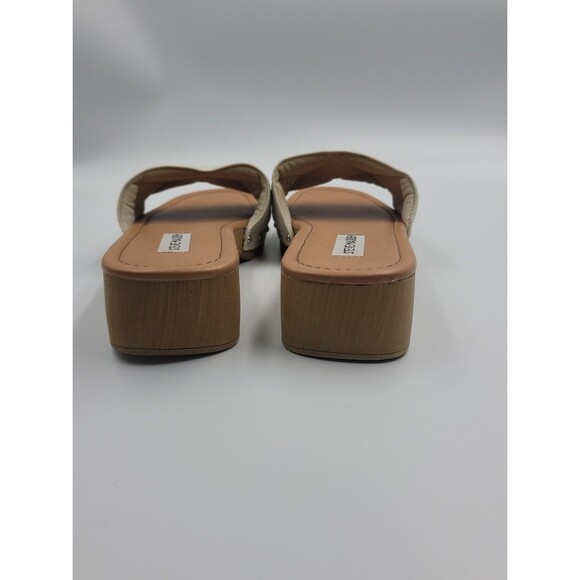 Steve Madden Olad Quilted Faux Wood Slides Sandals Off White Sz 9.5 - Picture 4 of 7